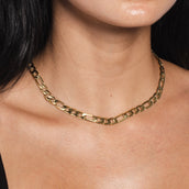Figaro Link Necklace in Yellow Gold - 7mm