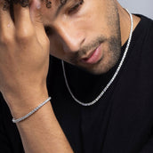 White Gold 3mm Tennis Chain + Bracelet Bundle