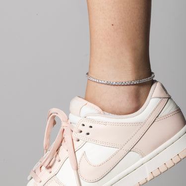 Round Cut Tennis Anklet in White Gold - 3mm