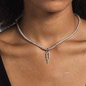 Micro Iced Lightning Bolt Pendant in White Gold