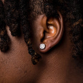 8mm Pave Set Stud Earrings in White Gold