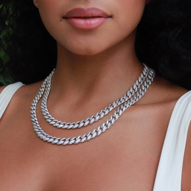 Iced Cuban Necklace in White Gold - 8.5mm