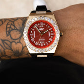 Alpha Era Gold - Iced Bezel w/ Rubber Strap