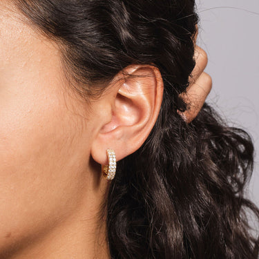 14k Solid Gold Double Row Hoop Earrings