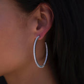 Medium Eternity Hoop Earrings in White Gold