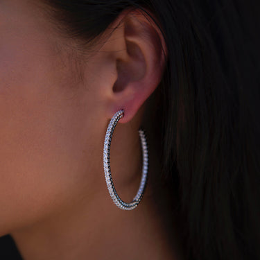 Medium Eternity Hoop Earrings in White Gold