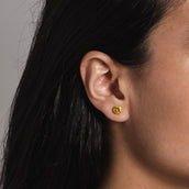 14k Round Cut Canary Earrings - Pair