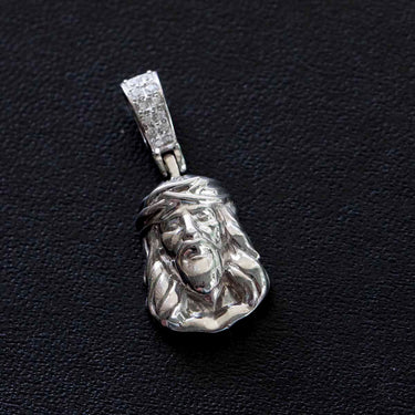 10k Solid White Gold Micro Jesus Pendant