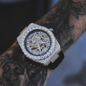 Iced Alpha Era Skeleton Gold w/ Rubber Strap