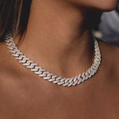 Diamond Prong Link Choker (10mm) in Yellow Gold