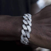 Diamond Cuban Link Bracelet in White Gold - 19mm