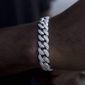 Diamond Cuban Link Bracelet in White Gold - 12mm