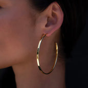 Large Flat Hoop Earrings in Yellow Gold