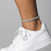 Iced Cuban Anklet in White Gold - 8.5mm