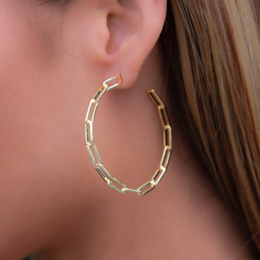 Box Chain Hoop Earrings