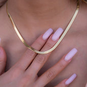 Herringbone Necklace in Yellow Gold - 4mm