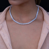 Micro Baguette Tennis Necklace in White Gold