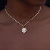 Small Coin Cross Pave Pendant in Gold