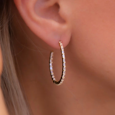 Baguette Hoop Earrings in Yellow Gold