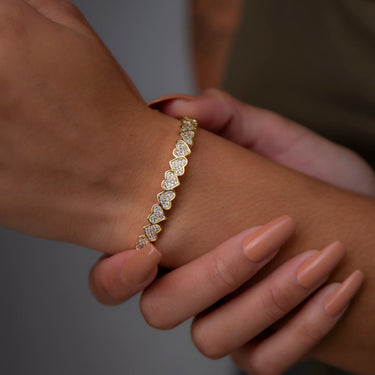 Eternity Heart Cuff Bracelet in Yellow Gold