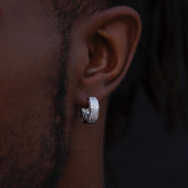 Pave Wide Hoop Earrings in White Gold