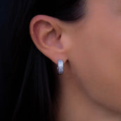 Pave Wide Hoop Earrings in White Gold