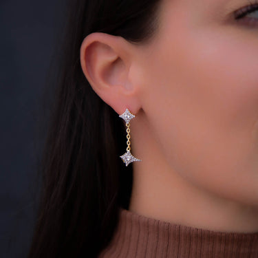 Star Drop Stud Earrings