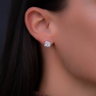 Micro Clustered Diamond Earrings White Gold