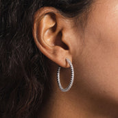 14k Solid White Gold Small Eternity Hoop Earrings in White Gold