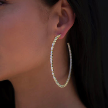Large Eternity Hoop Earrings in Yellow Gold