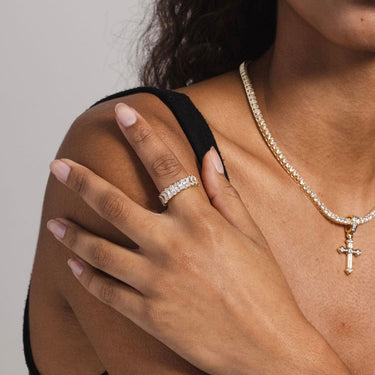 14k Solid Gold Baguette Ring in Yellow Gold