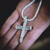 White Gold Nail Cross (Large)