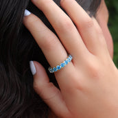 4mm Single Layer Diamond Band Ring w/ Blue Stones