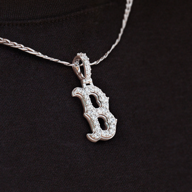 Boston Red Sox Micro Pendant in White Gold