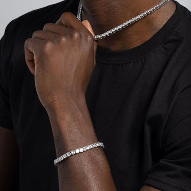 5mm Round Cut Tennis Necklaces + Bracelet Bundle in White Gold