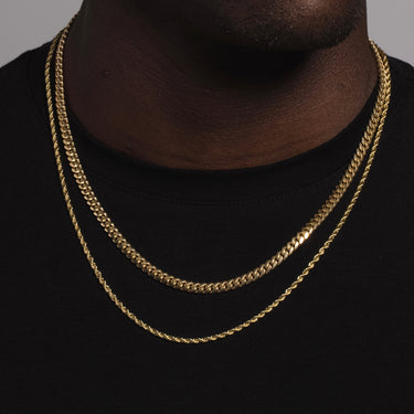 5mm Miami Cuban Necklace + 2mm Rope Chain Bundle