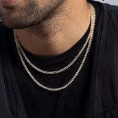 3mm Round Cut Tennis Necklace Bundle in Yellow Gold