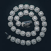 Clustered Tennis Necklace in White Gold