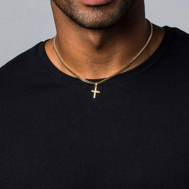 Micro Simple Cross Pendant in Yellow Gold