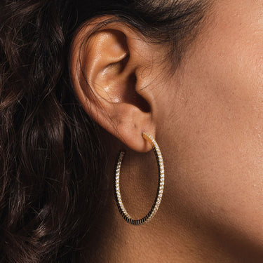 14k Solid Gold Medium Eternity Hoop Earring