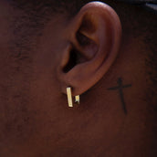 Polished Square Huggie Earrings in Yellow Gold