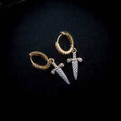 Dagger Hoop Earrings in Yellow Gold