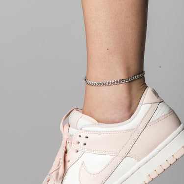 Cuban Anklet in White Gold - 5mm