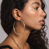 14k Solid Gold Large Tube Hoop Earrings