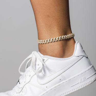 Iced Cuban Anklet in Yellow Gold - 8.5mm