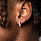 Double Row Square Huggie Earrings In Yellow Gold