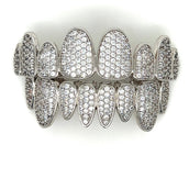8 Tooth Standard Iced Grillz in White Gold