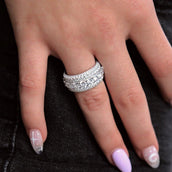 14k Solid Gold White Gold 5 Layer Diamond Band Ring