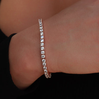 Round Cut Tennis Bracelet in Rose Gold - 3mm