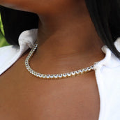 Round Cut Tennis Necklace in Yellow Gold - 5mm